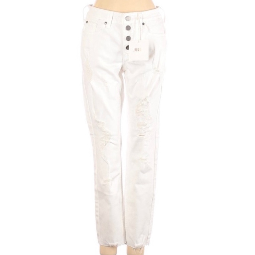 White Jeans by JBD, Button Fly, Raw Hem, Size 24, NWT with Shelf Wear.